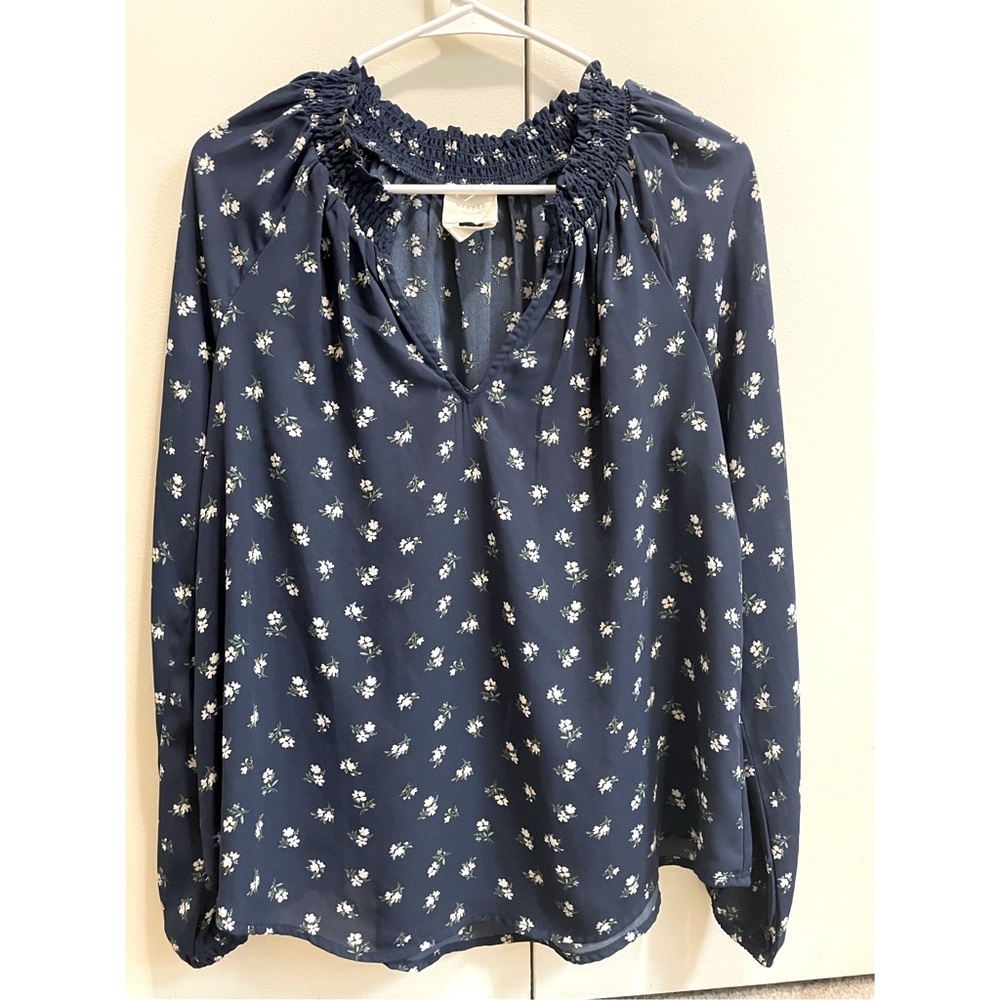 Harper Heritage Large Long Sleeve Blue Blouse